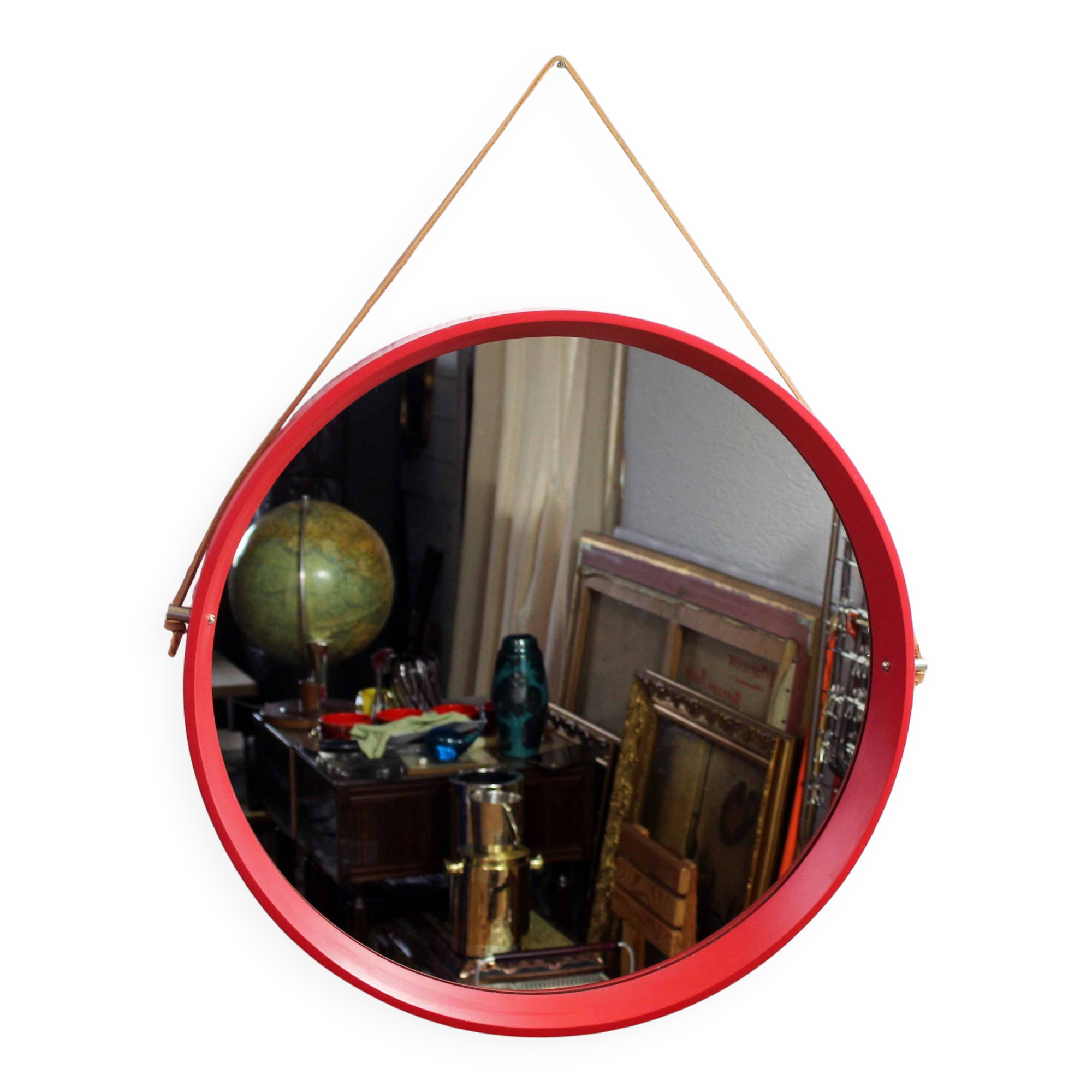 Miroir scandinave vintage rond 1970