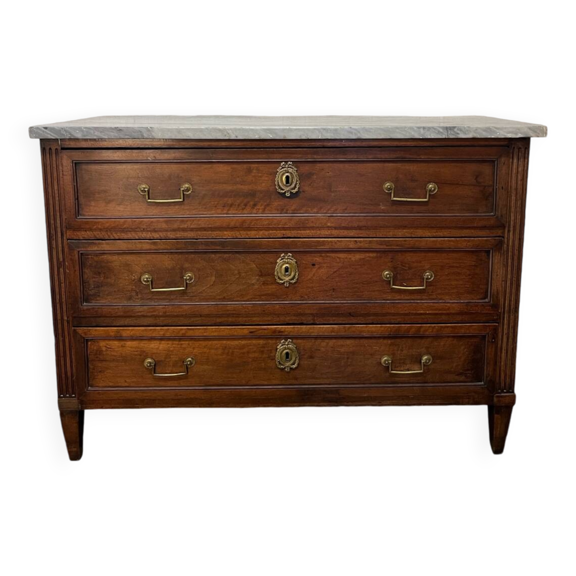 Louis XVI chest of drawers in grey marble