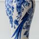 Royal Delft Blue, White, and Green Chinoiserie Bird Table Lamp, 1979