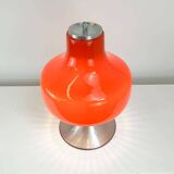 Vintage table lamp, glass shade with aluminium base, 70s