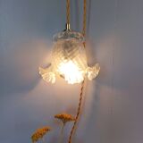 Frilly molded glass tulip walking lamp