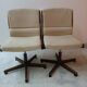 2 fauteuils de bureau vintage pivotant en bois année 70