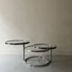 round and rotating coffee table in glass and chrome, design 1970