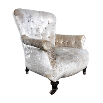 Fauteuil crapaud Napoléon III bois noirci