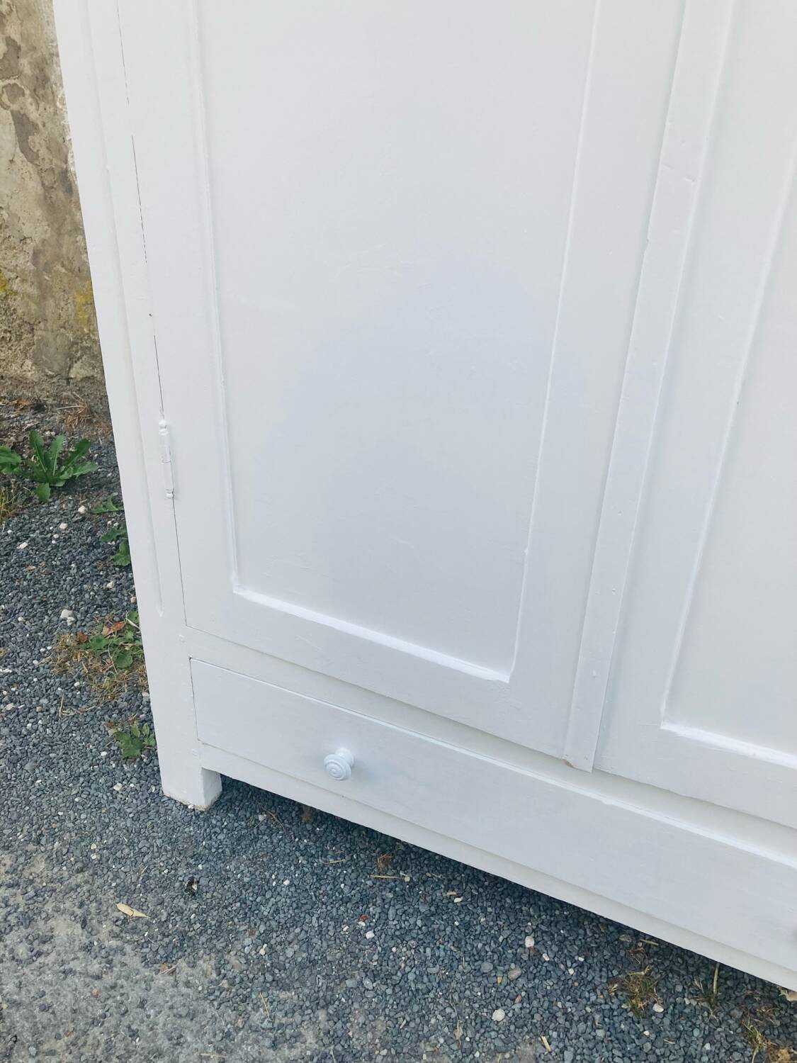 Antique white Parisian wardrobe with Majorelle blue interior