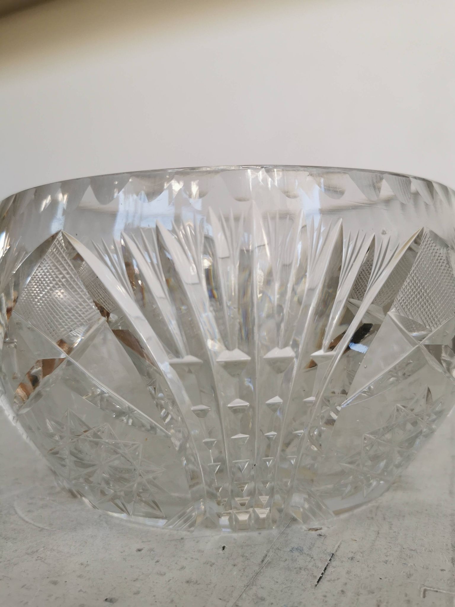 Vintage 1970s Lead Crystal Bowl: Bohemian Table Centerpiece
