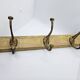 Solid teak coat hook with 3 double cast iron hooks