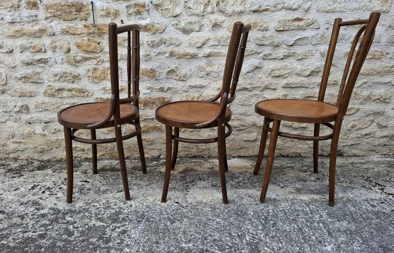 6 mismatched bistro chairs