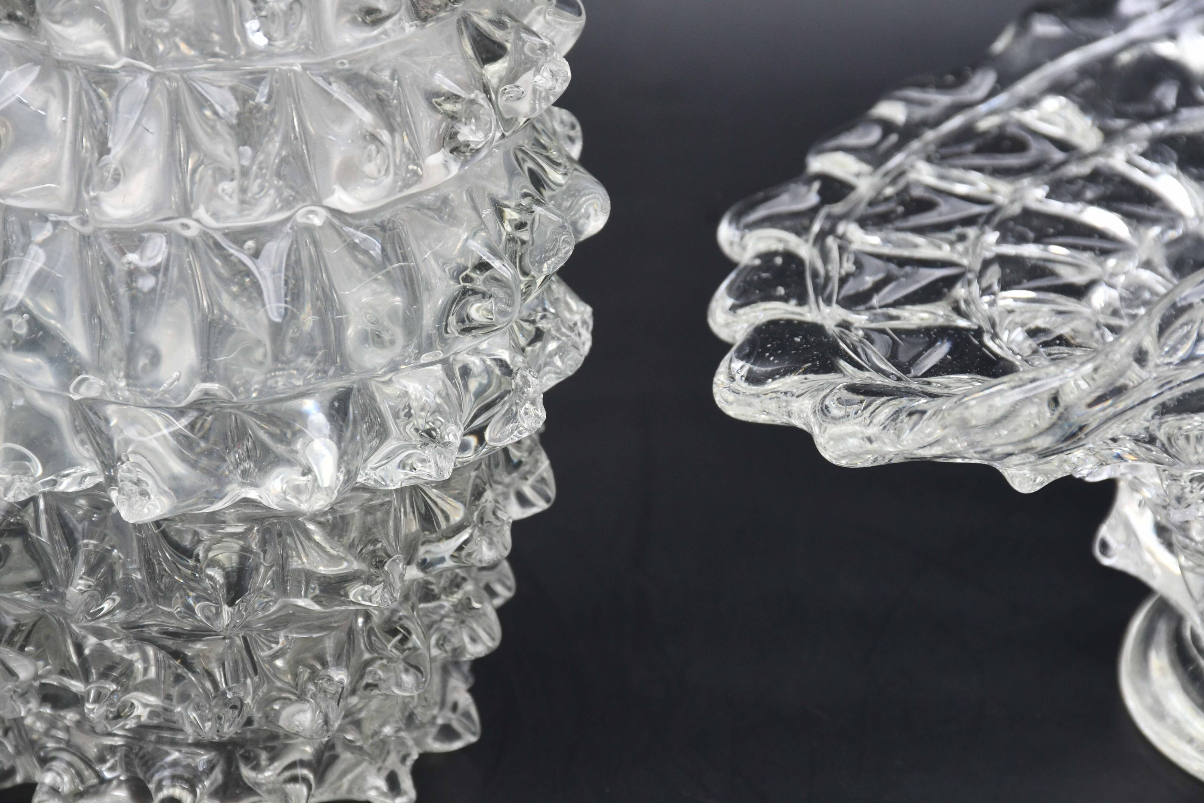 Set of 2 Ercole Barovier Rostrato Murano Italian Glass Vase for Barovier & Toso