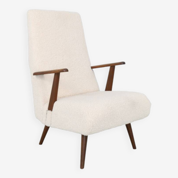 Lounge Chair in Teddy Fabric and Teak, 1960s