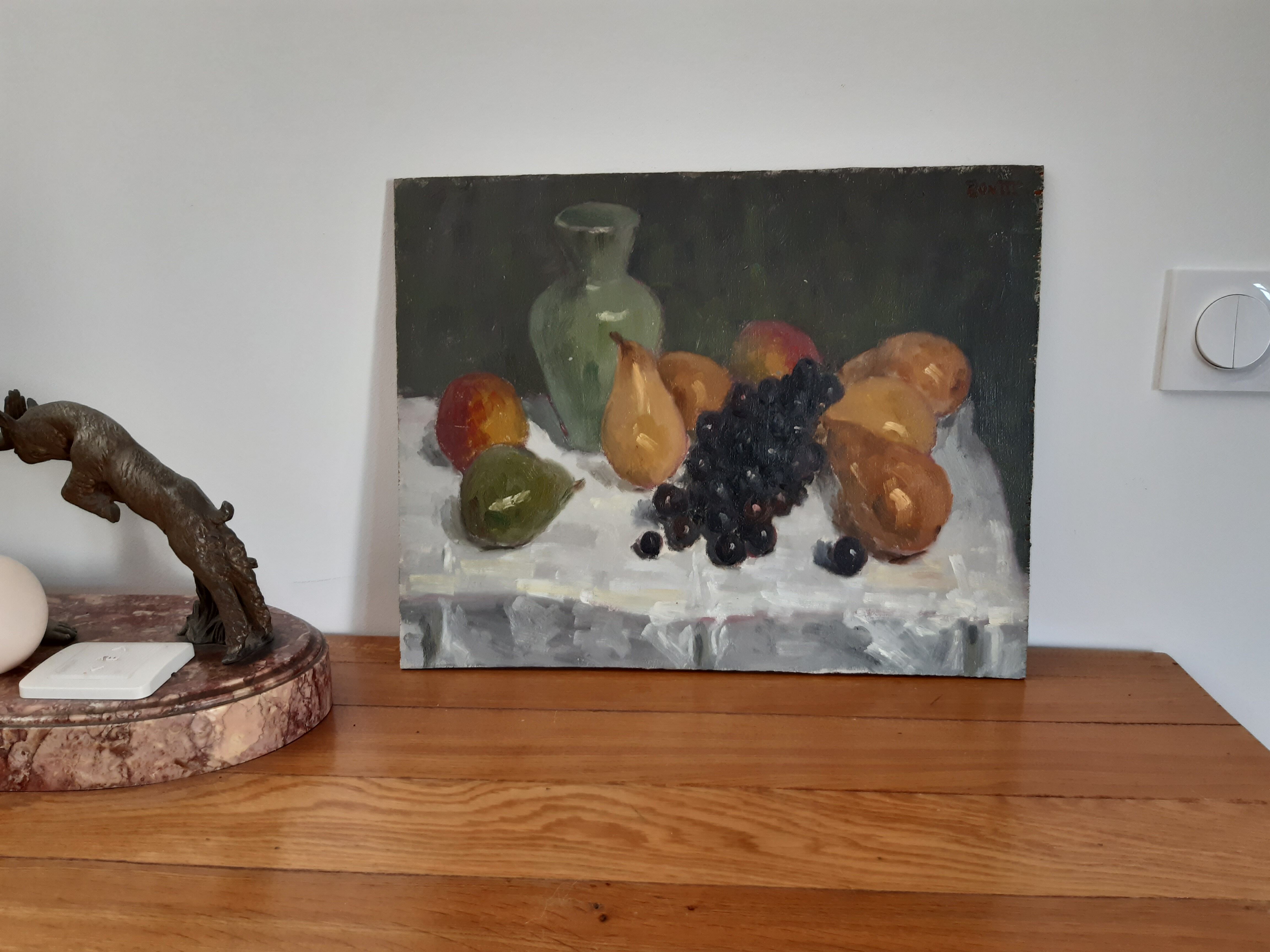Still life with pears and grapes