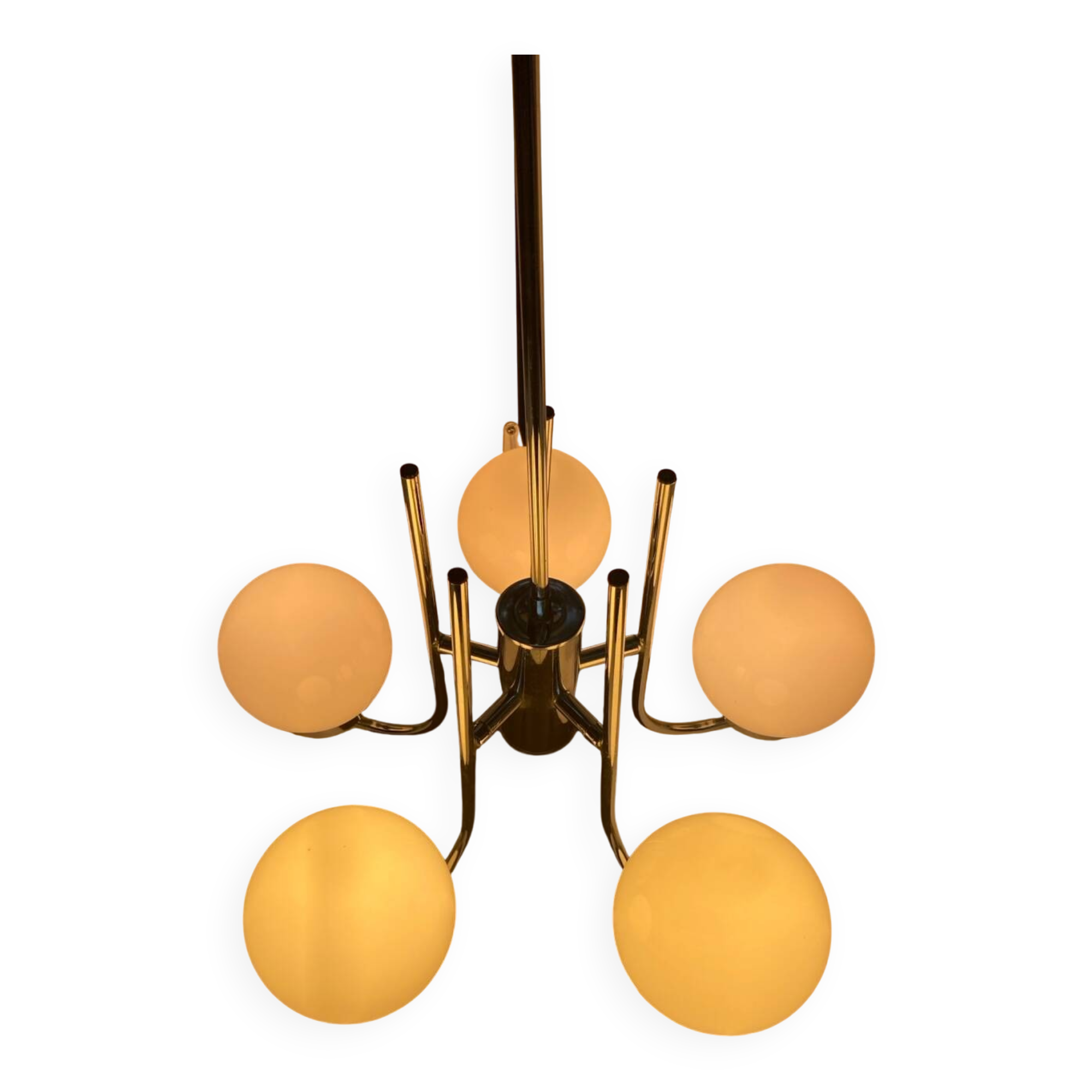 Suspension chromée globe en verre vintage 70’S