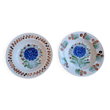 Lot De 2 Assiettes Creuses Gien Geoffroy Décor floral XIXe
