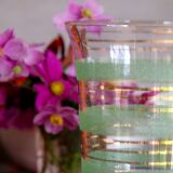 Granite glass vase almond green and golden 1950