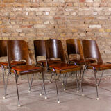 6 Baumann chairs in cognac imitation leather, circa 1960
