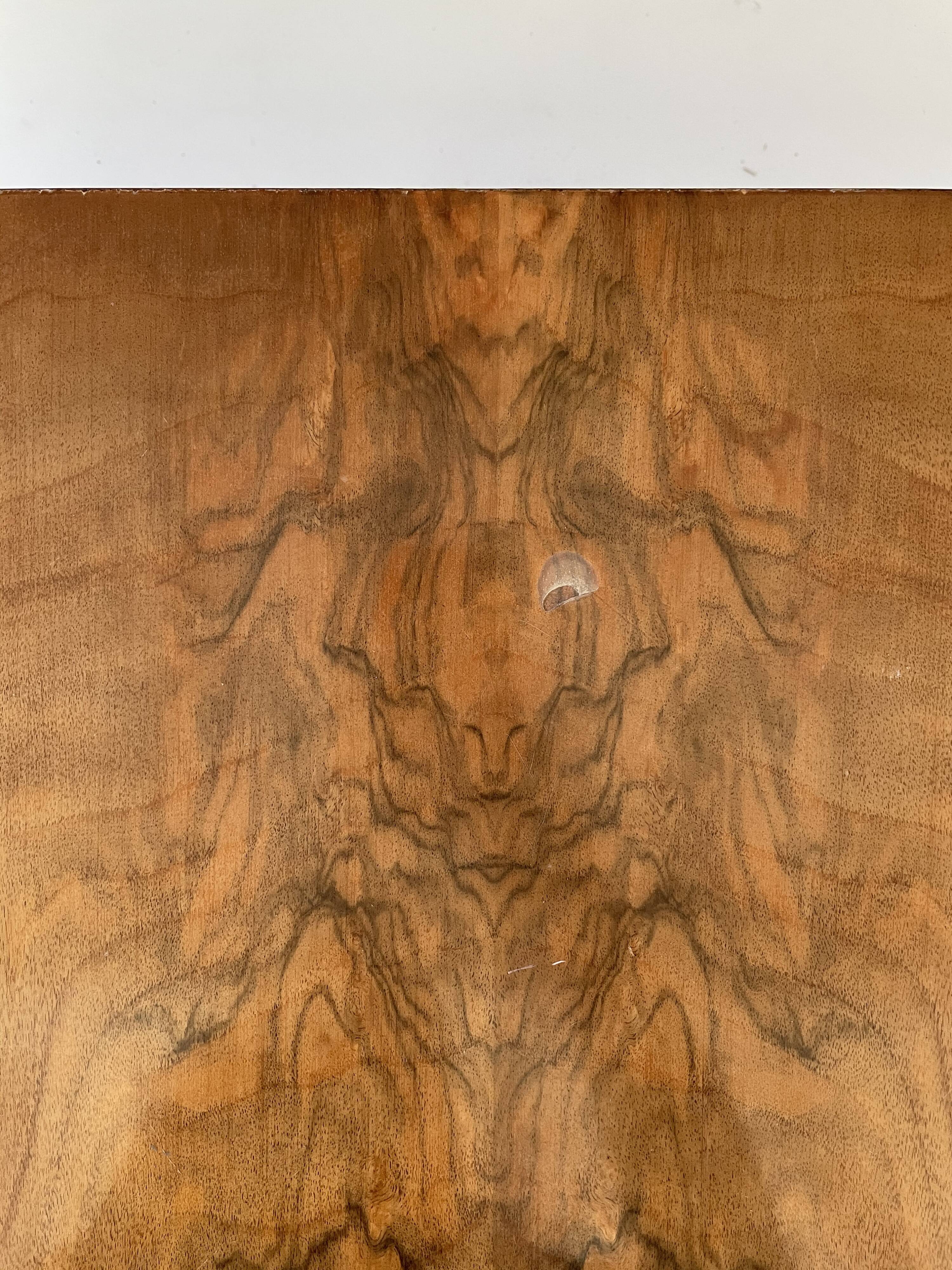 Square coffee table in elm magnifying glass 70s