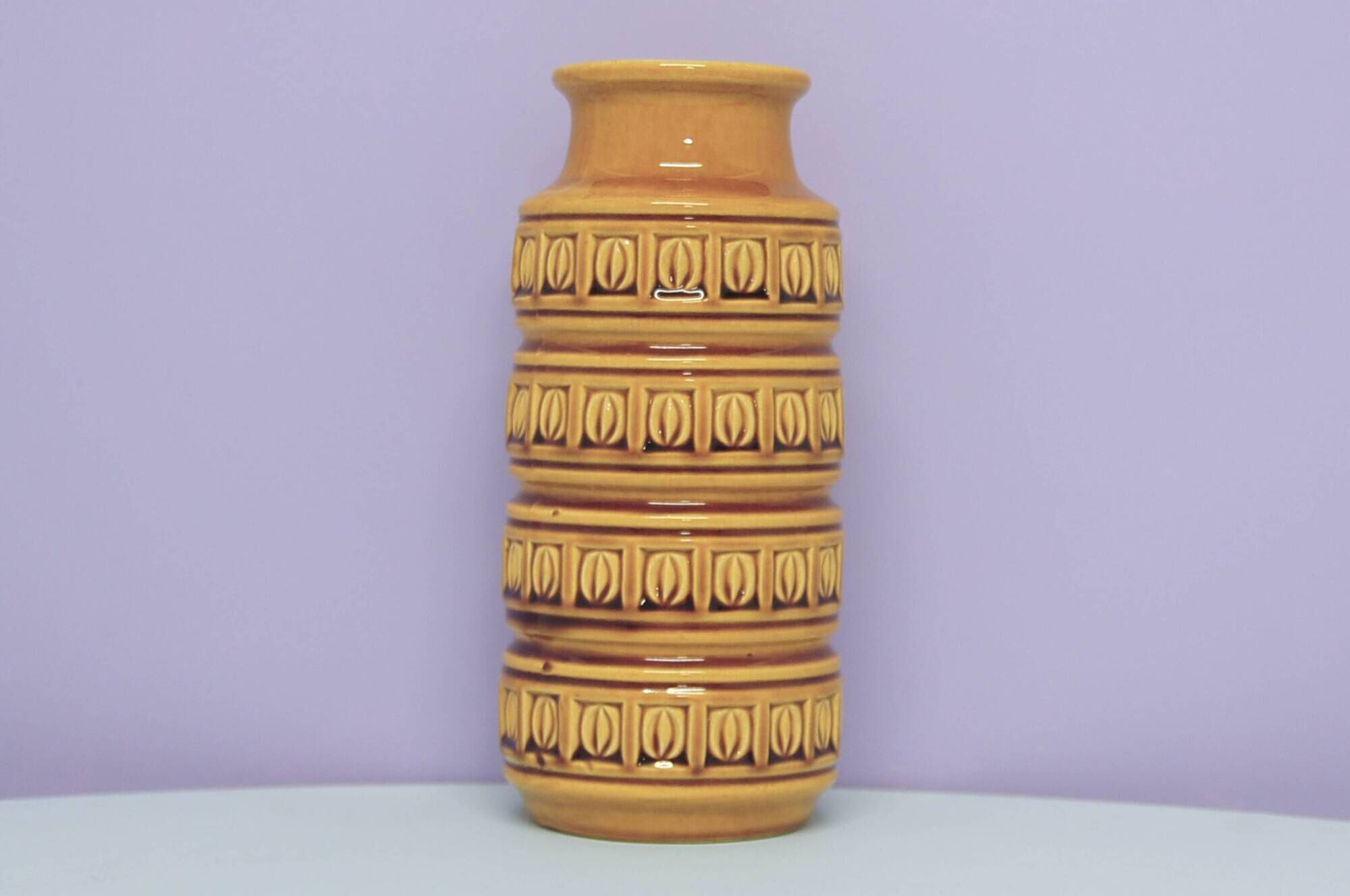 vintage ochre yellow West Germany vase of coffee beans Scheurich