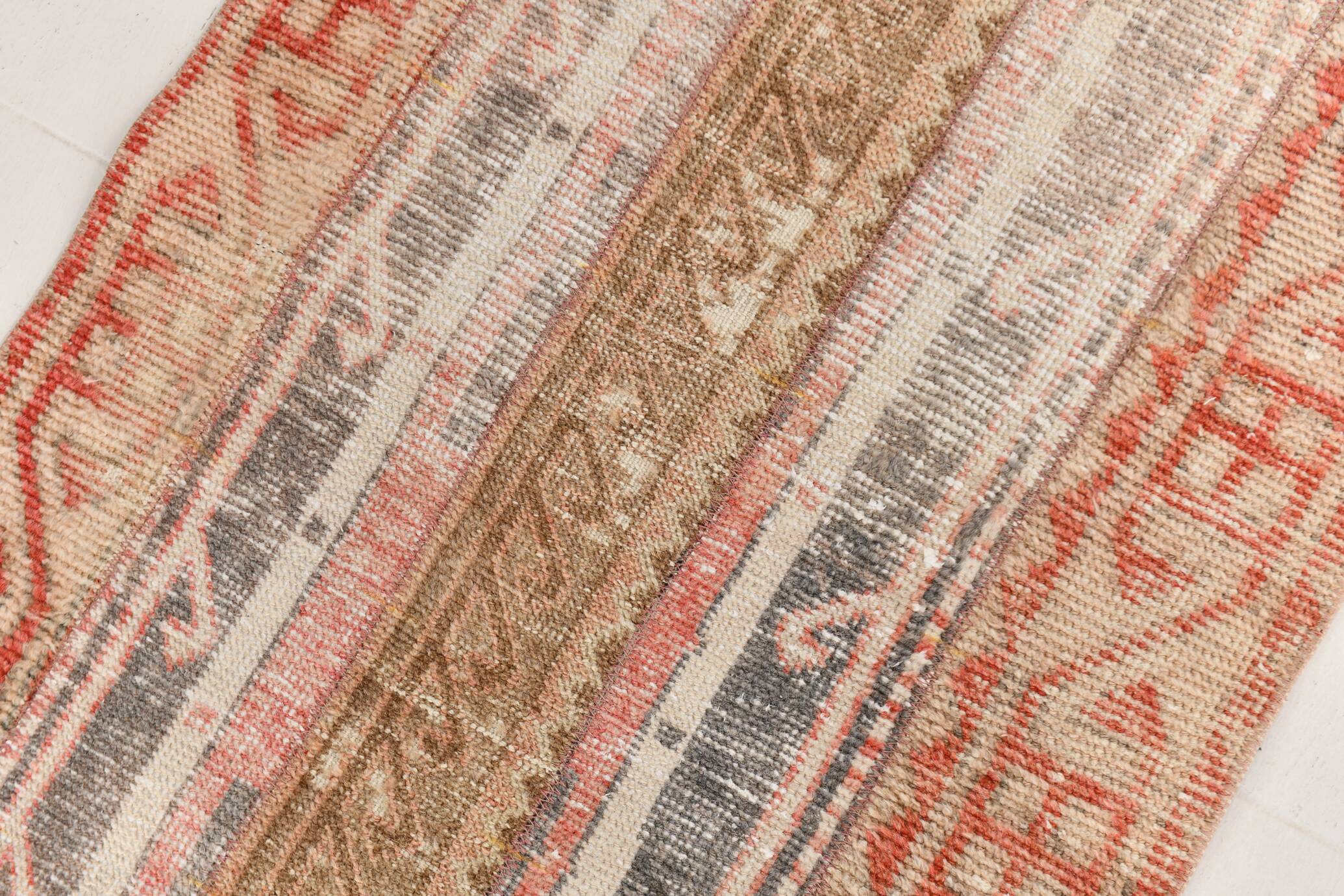 Tapis pour couloir rouge et beige, tapis vintage coureur, 70x289 cm