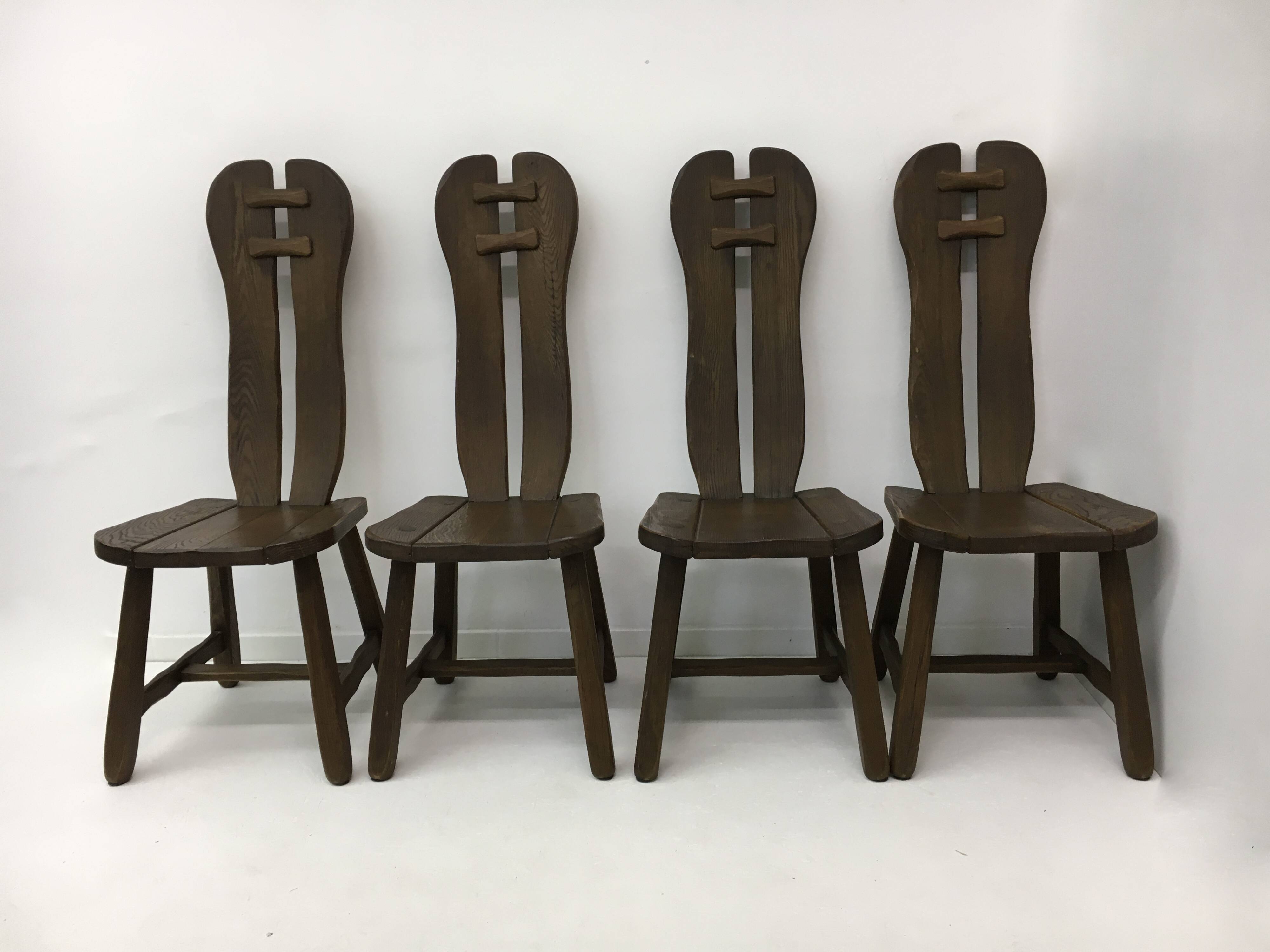 Set of 4 Belgian Brutalist Dining Chairs from De Puydt, 1970’s