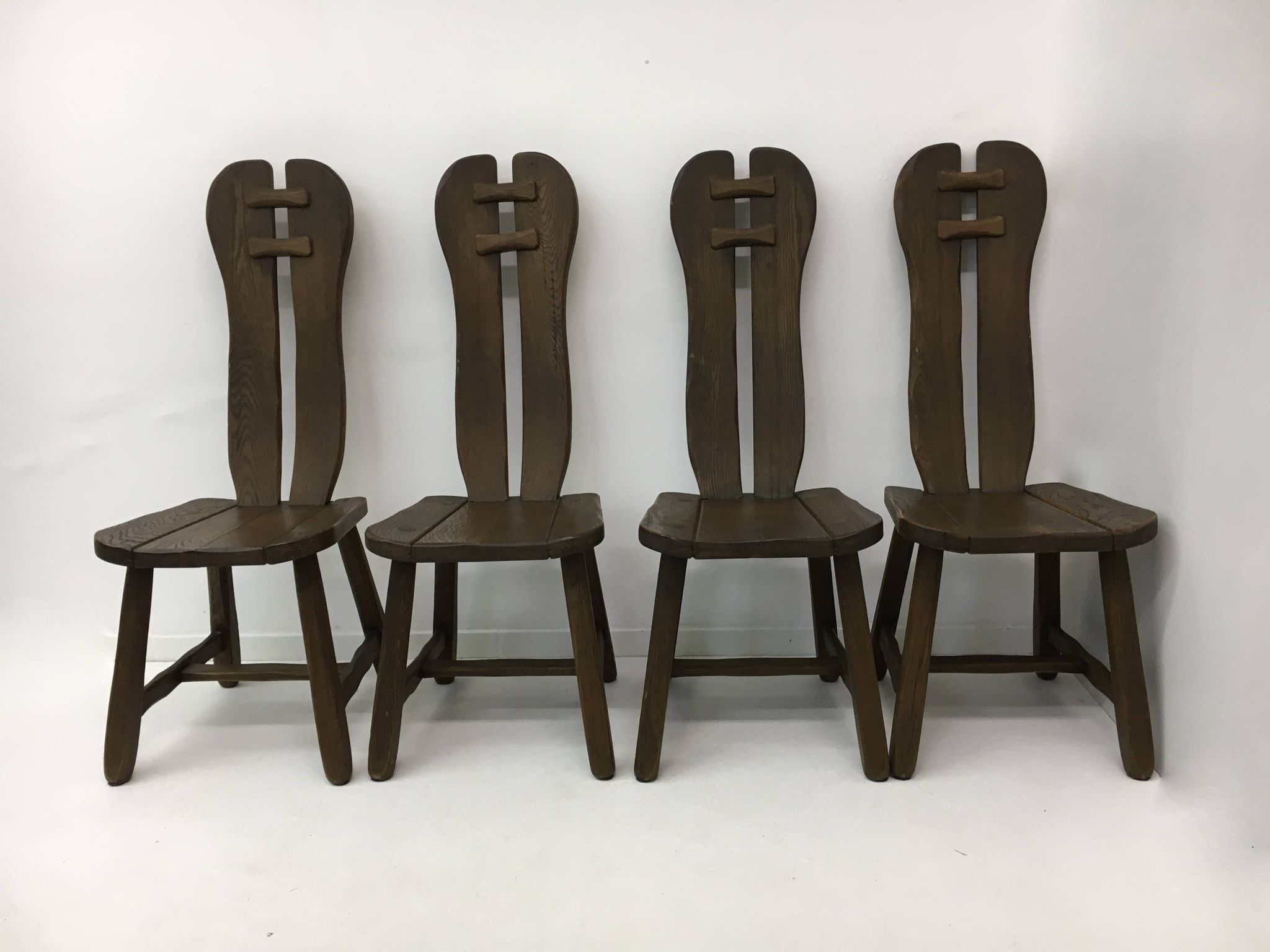 Set of 4 Belgian Brutalist Dining Chairs from De Puydt, 1970’s