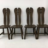 Set of 4 Belgian Brutalist Dining Chairs from De Puydt, 1970’s