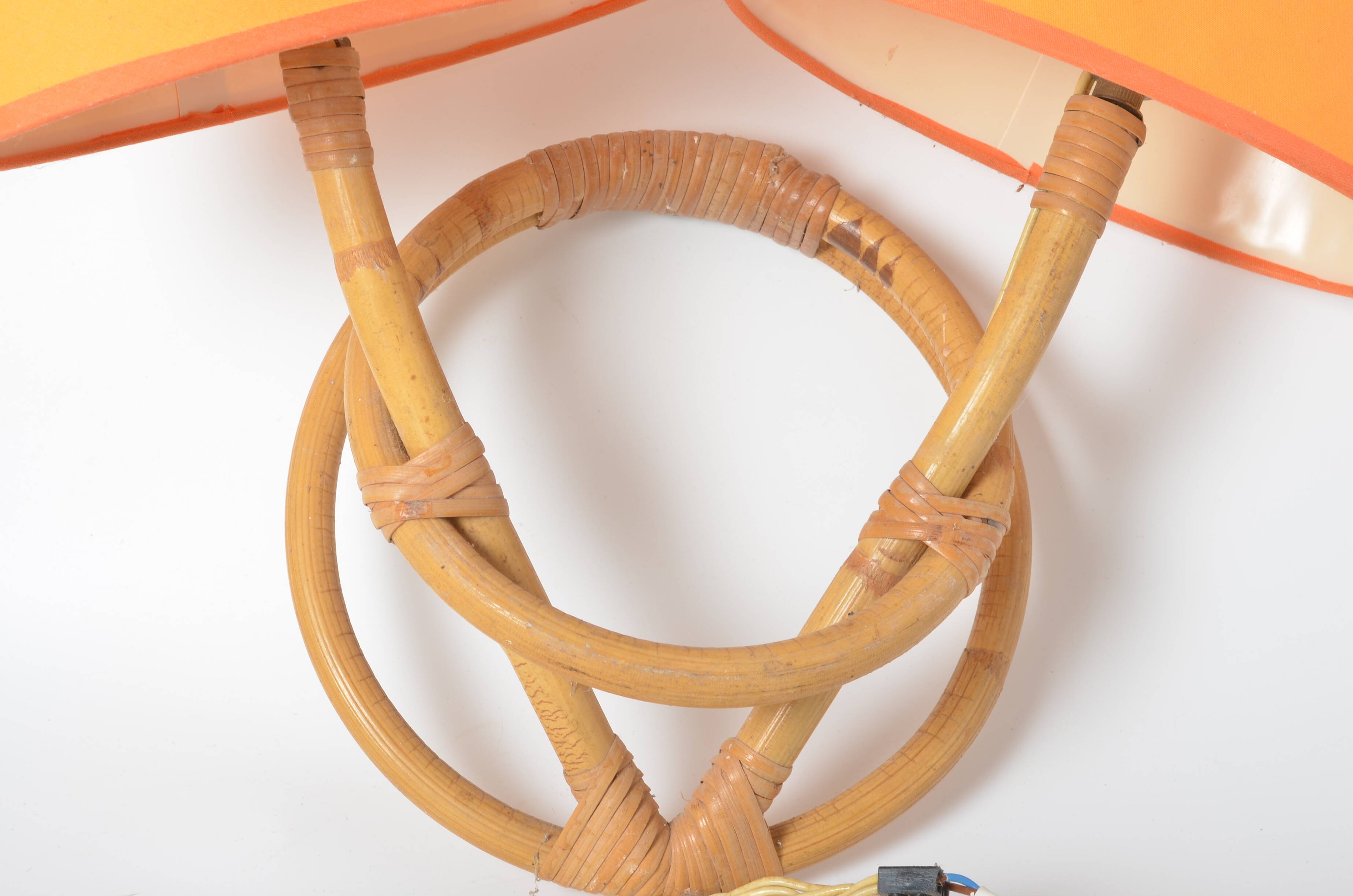 Double rattan wall lamp