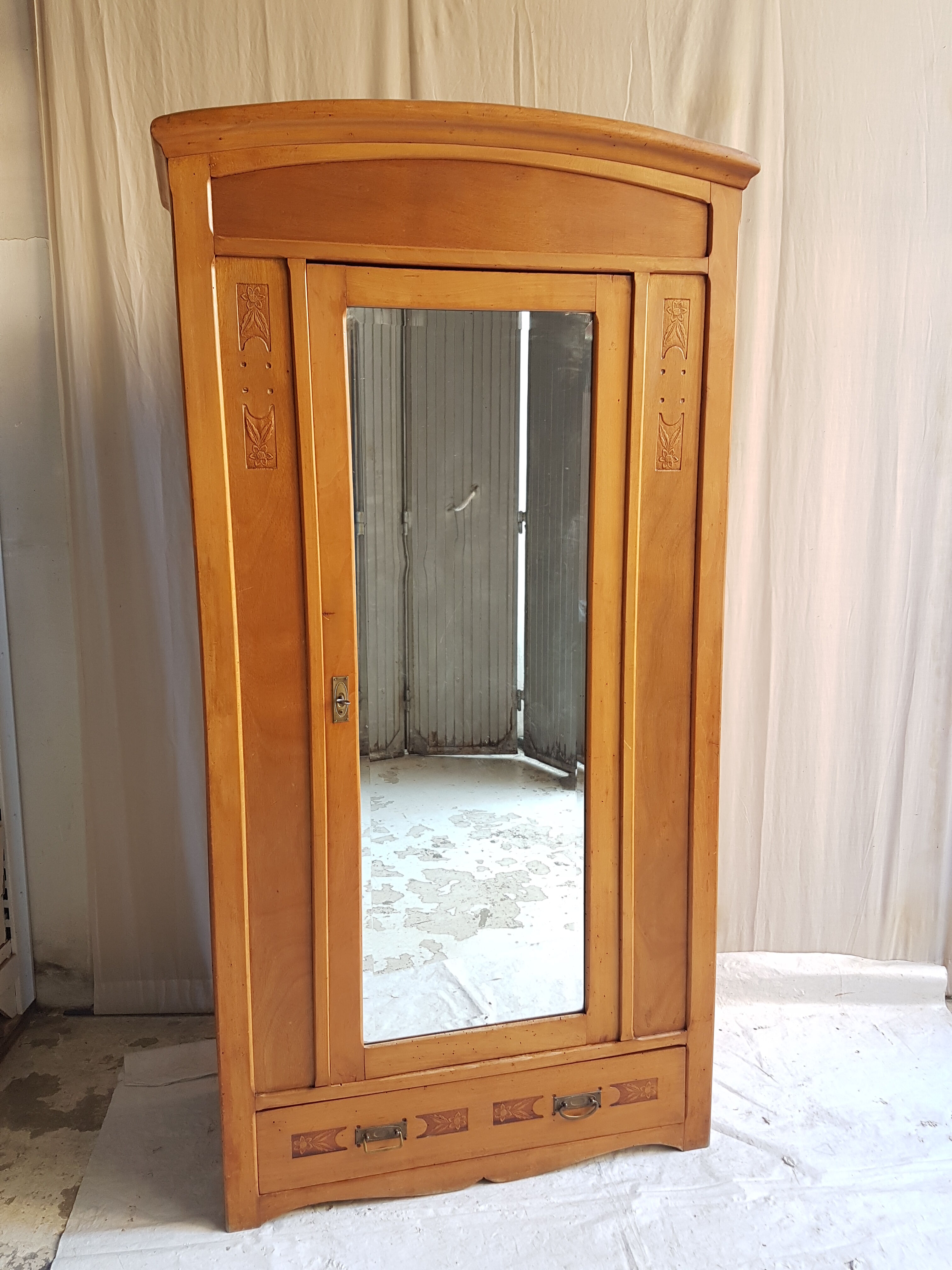 Vintage wardrobe with glass door