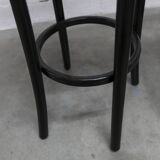 Pair of Baumann Dialog model stools in black and yellow and blue imitation leather, 1990