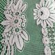 Bedspread, vintage, crocheted, floral, square mesh.