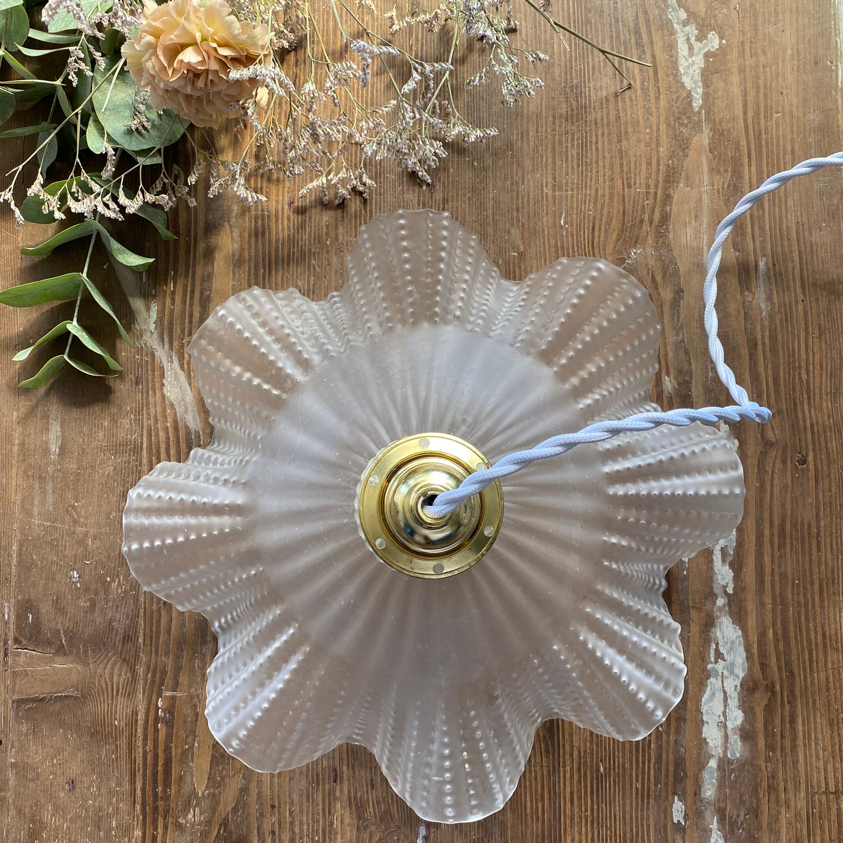 Suspension lamp opaline flower