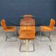 Ensemble de salle à manger italien vintage des années 20 en suede orange par willy rizzo c.1970