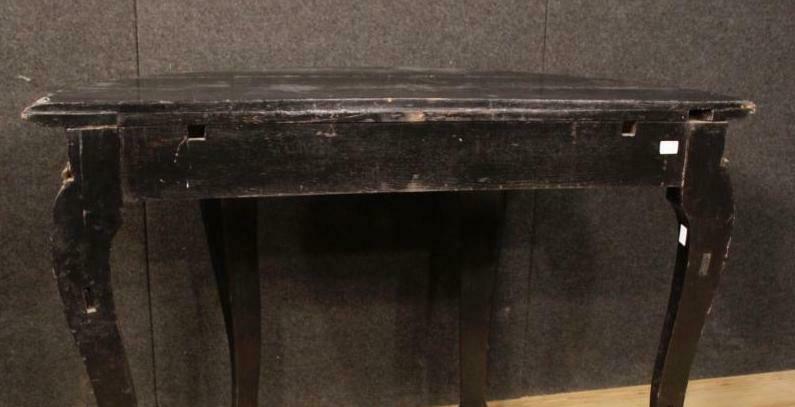 China 19th century console half moon black wood.