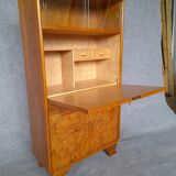 Art Deco secretary in walnut and walnut bramble