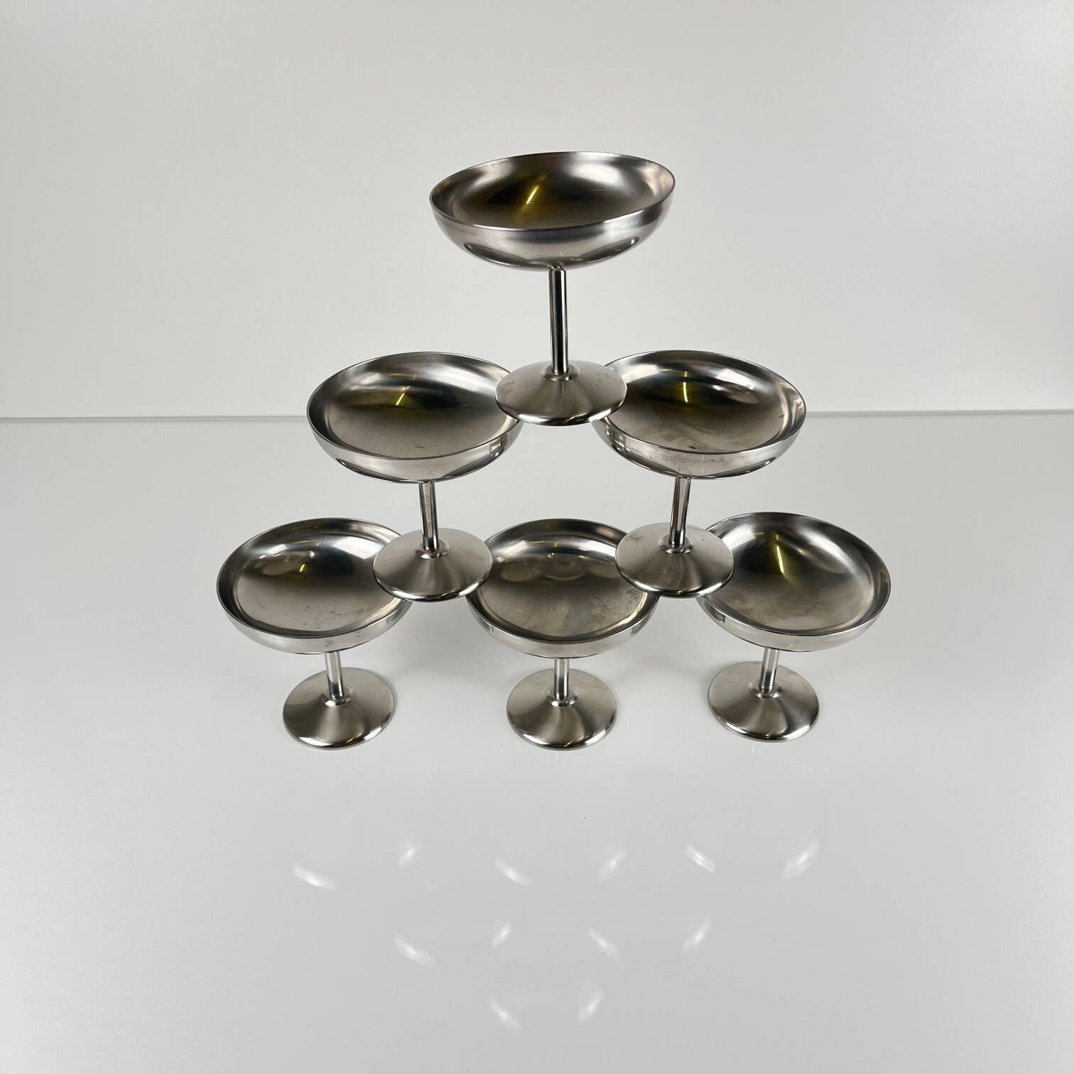 Set de 6 coupe à glace / champagne en inox, Guy Degrenne