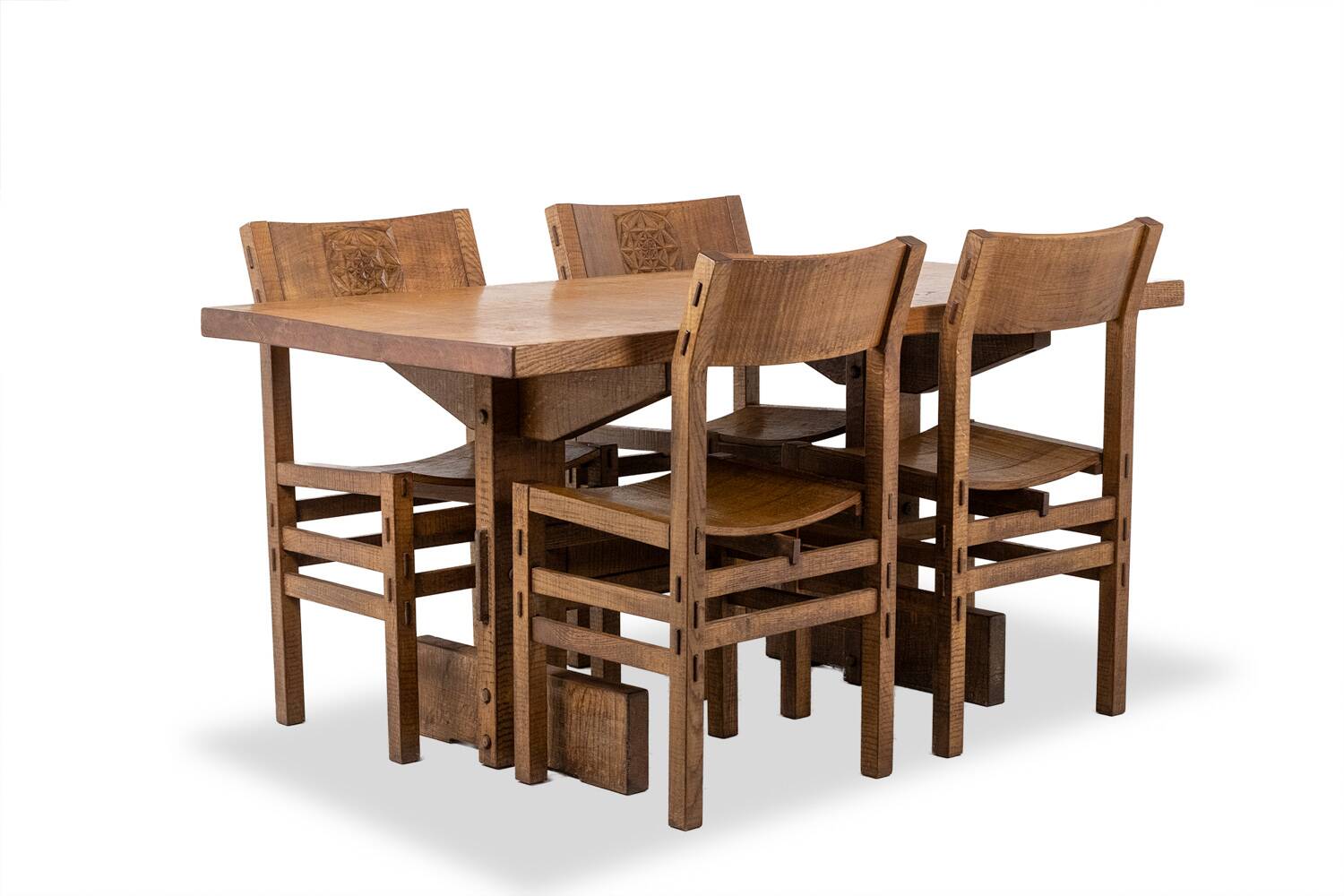 Officina Rivadossi. Brutalist style table and four chairs. Italy, circa 19