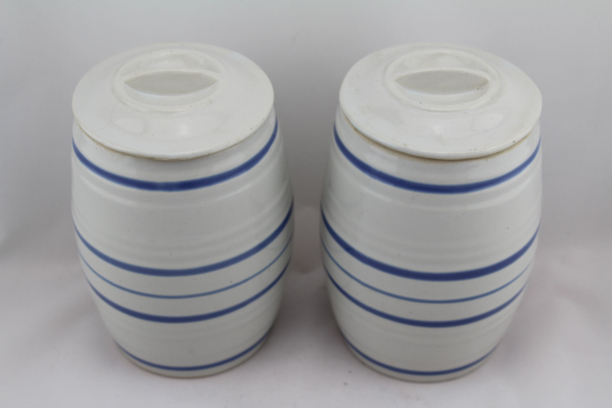 2 pots in ceramic blue and white