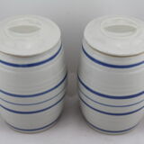 2 pots in ceramic blue and white