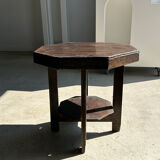 Pedestal table or small octagonal side table quadripod base with modernist spacer