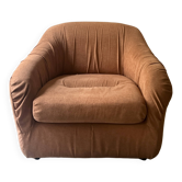 Club armchair in short terracotta velvet, Steiner Paris France 1970