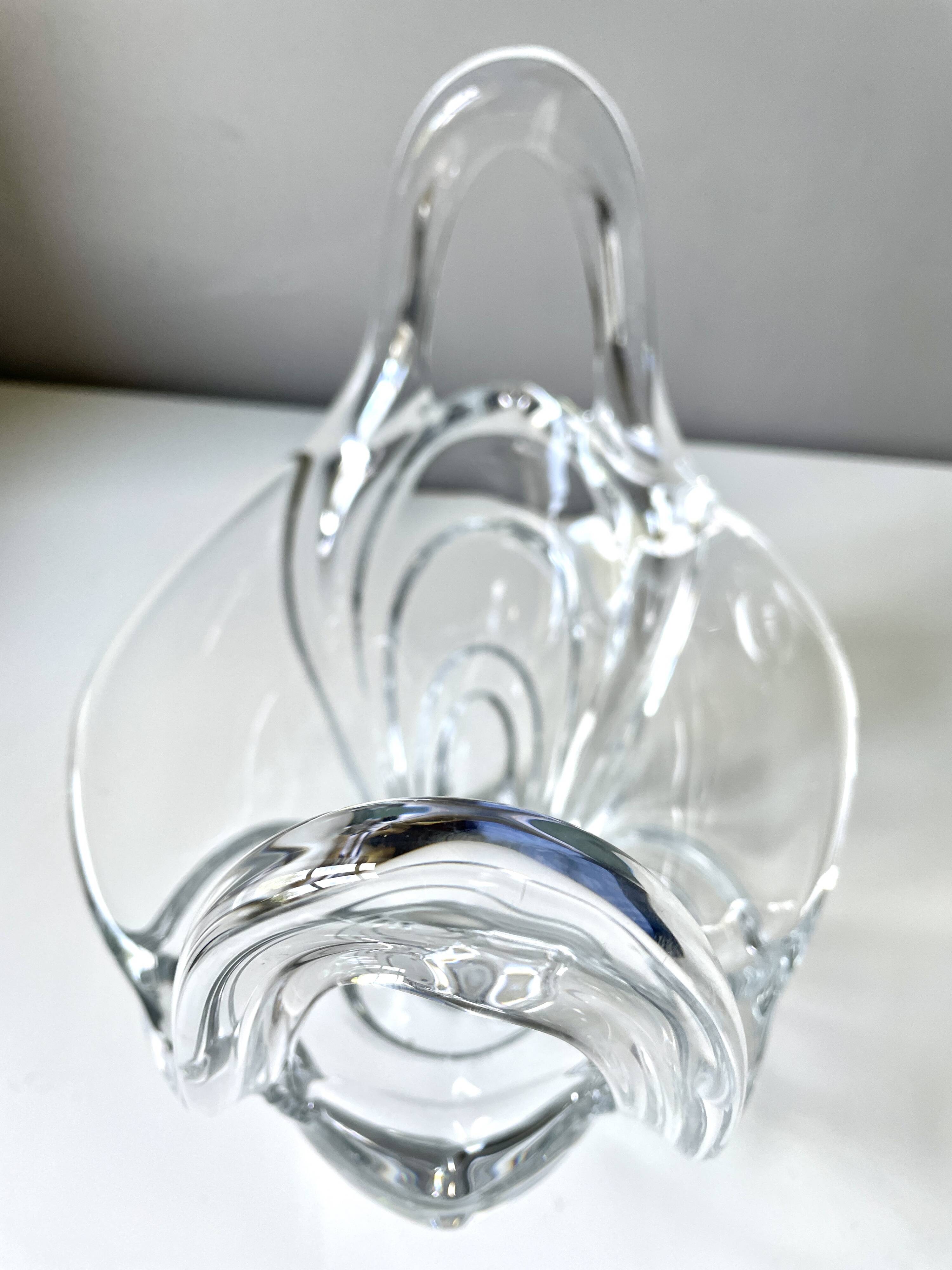 Large basket or fruit bowl in crystal Art Vannes France
