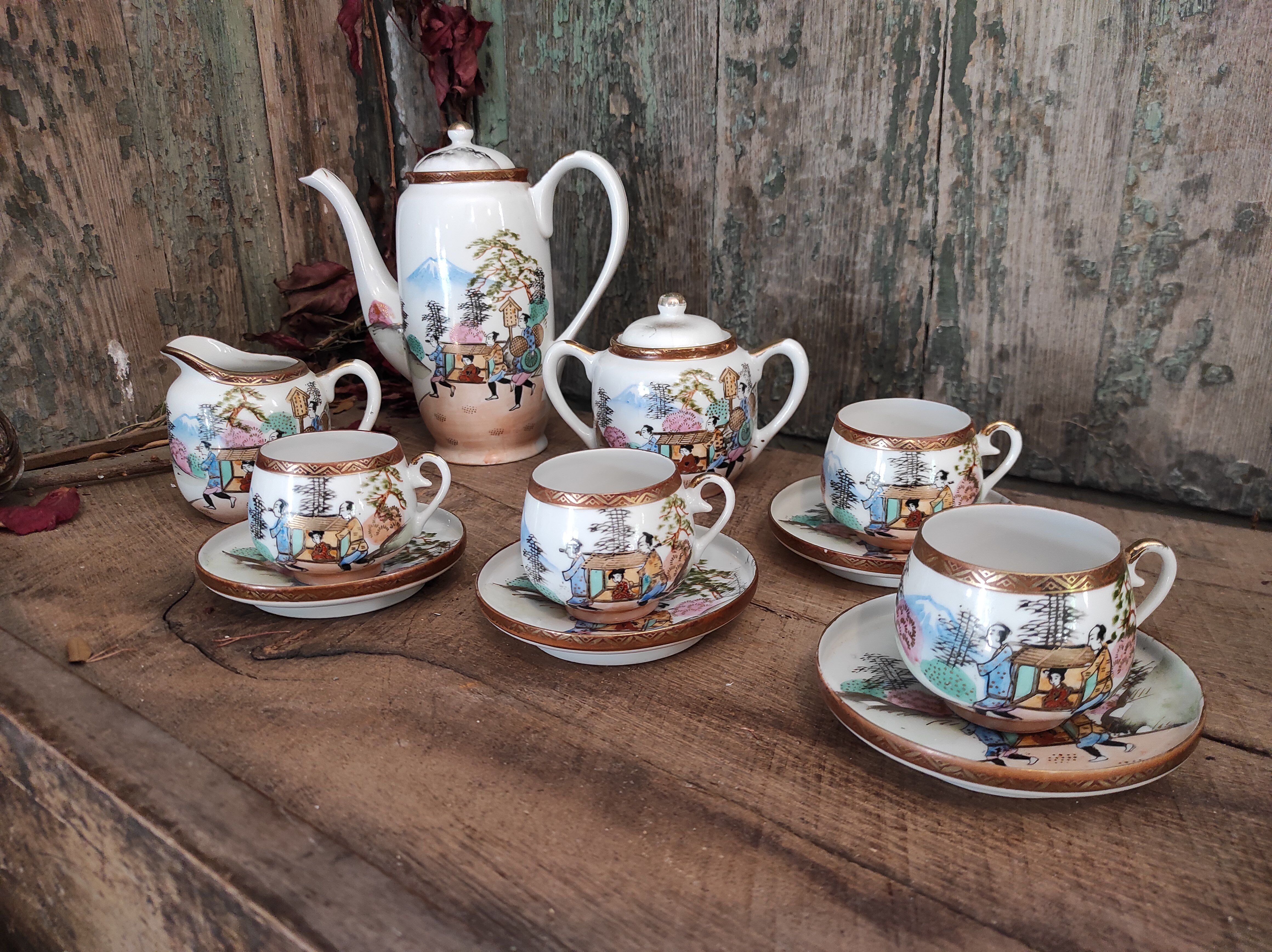 Vintage Japanese tea set for with a geisha lithophane Selency