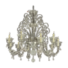 Lustre vénitien en verre de murano incolore, 10 bras de lumière
