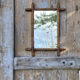 Bamboo-style wooden mirror, 54 x 48 cm