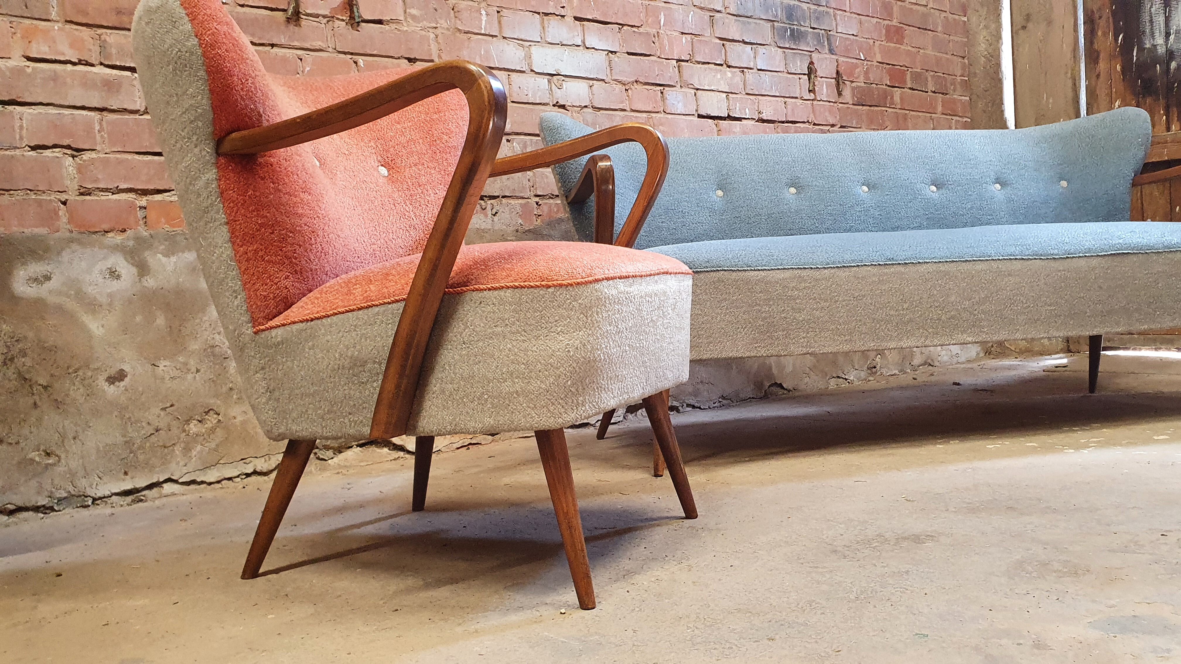 Cocktail set pair of armchair and its sofa 1960