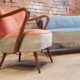 Cocktail set pair of armchair and its sofa 1960