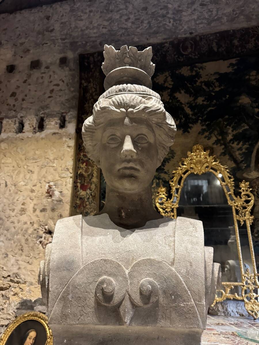 Pair of monumental patinated plaster terms from the early 20th century.