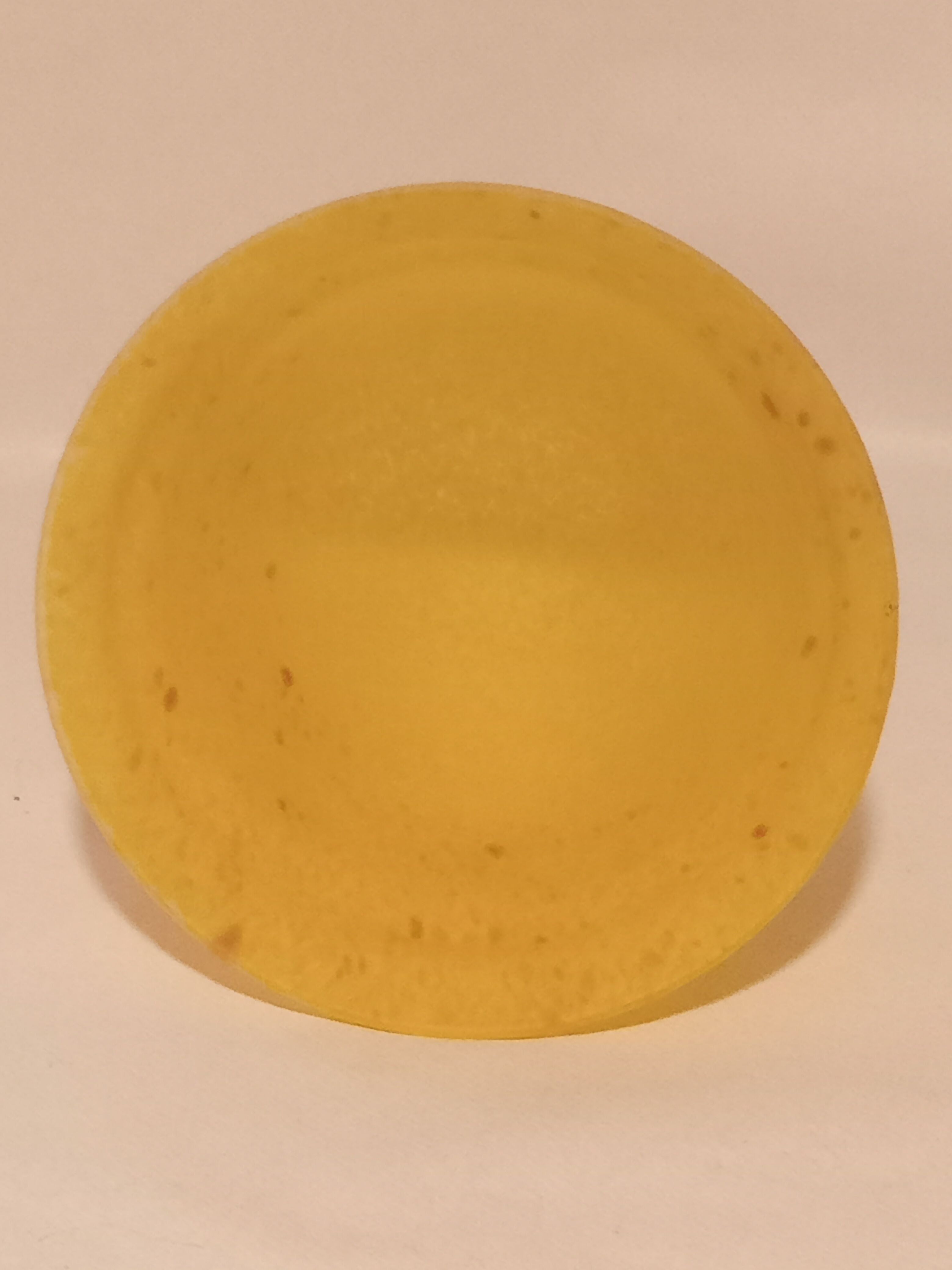 Mushroom lamp yellow glass paste spotted red