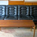 Danish 4-seater sofa with leather upholstery 244 cm, 1960s