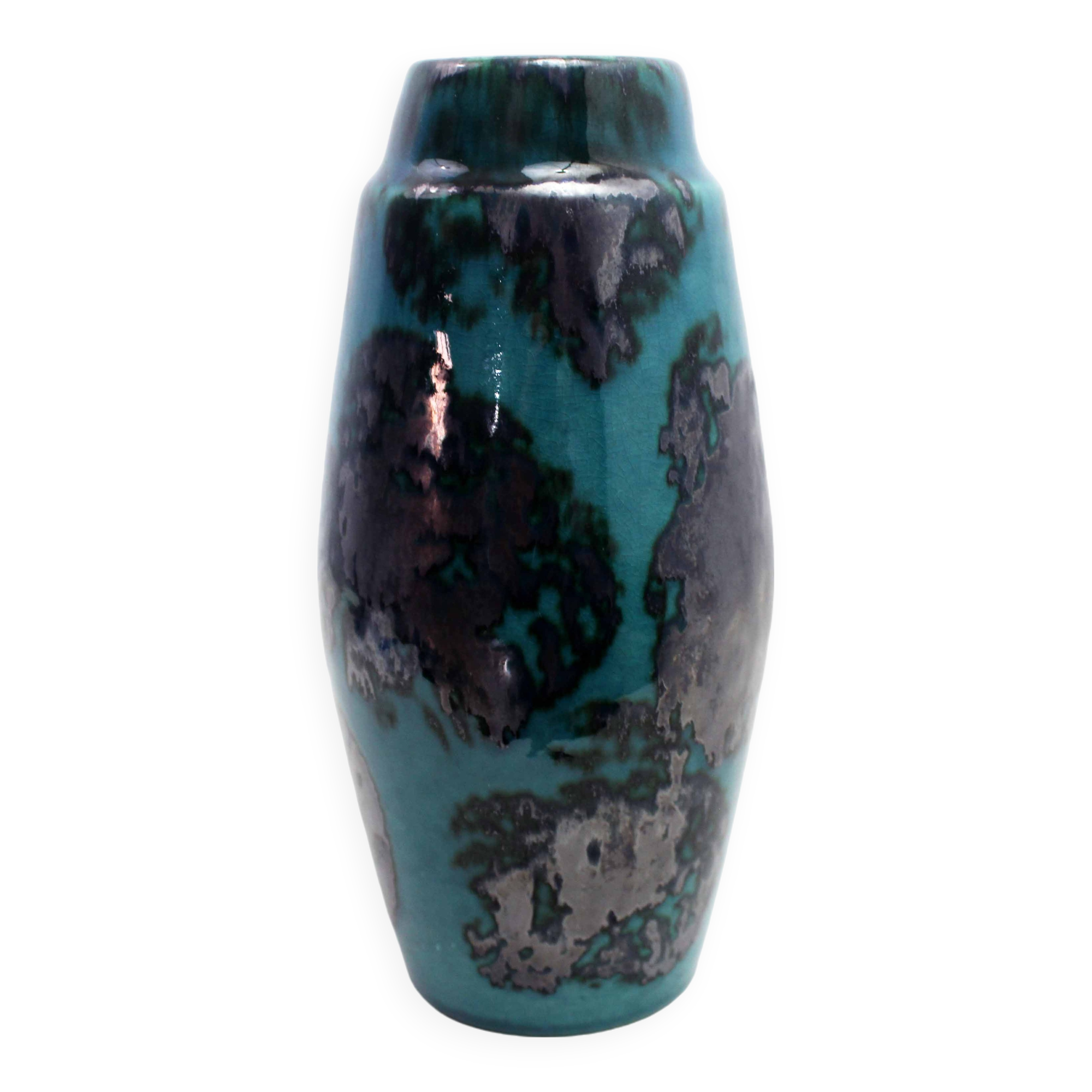 Vintage ceramic vase with enamel and glaze