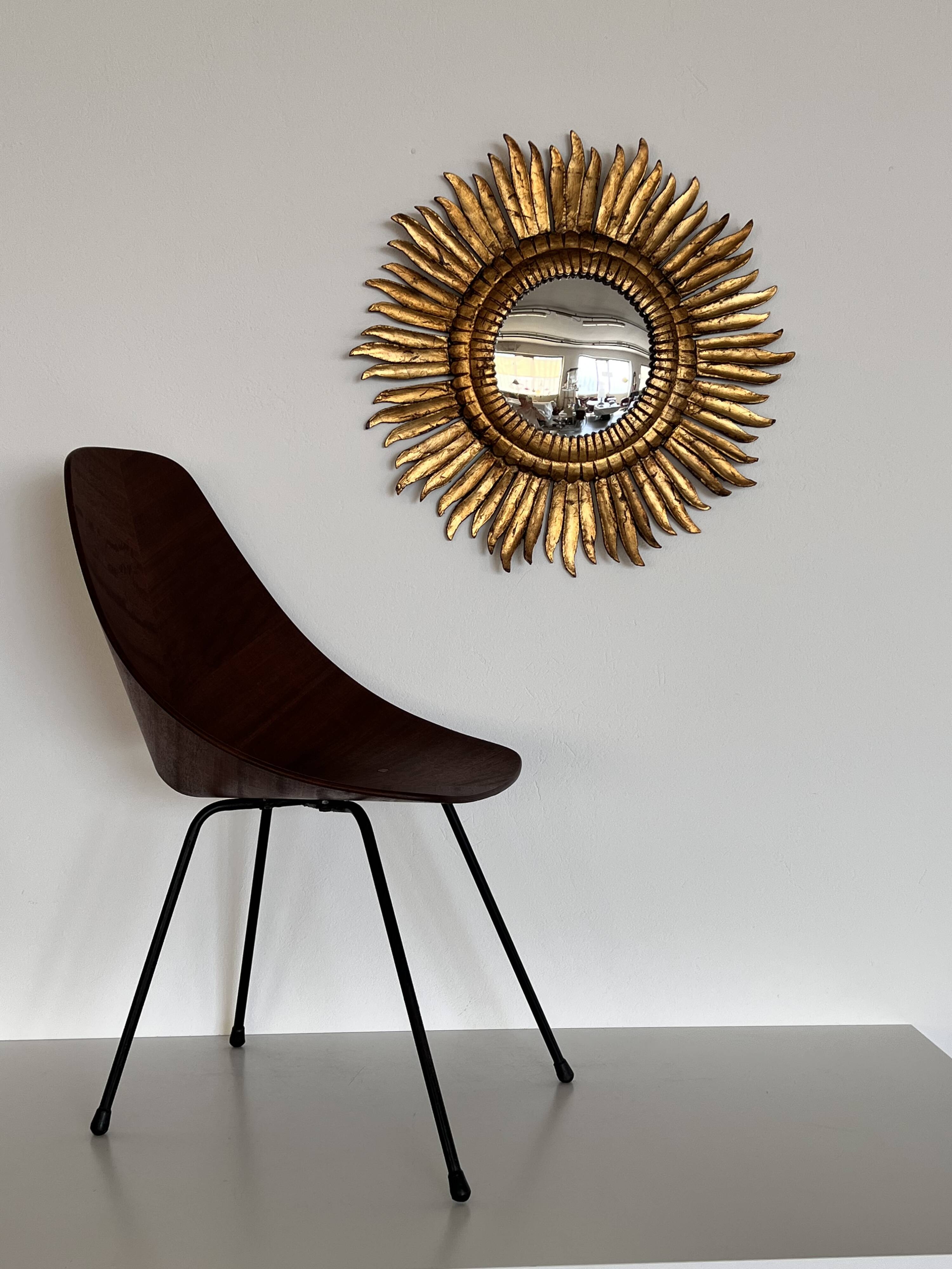 Italian Sunburst Mirror with Concave Mirror Glass